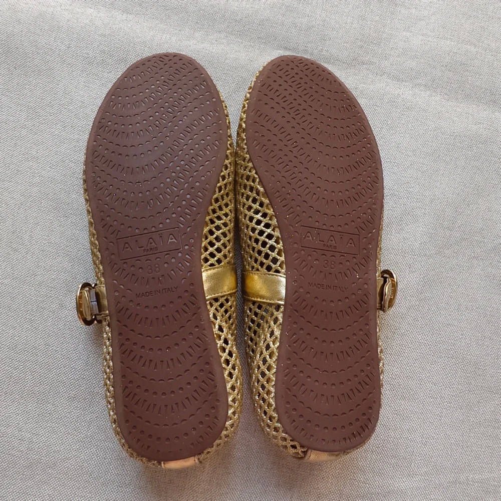 Alaia Metallic Gold Mesh Mary Jane Kids Shoes